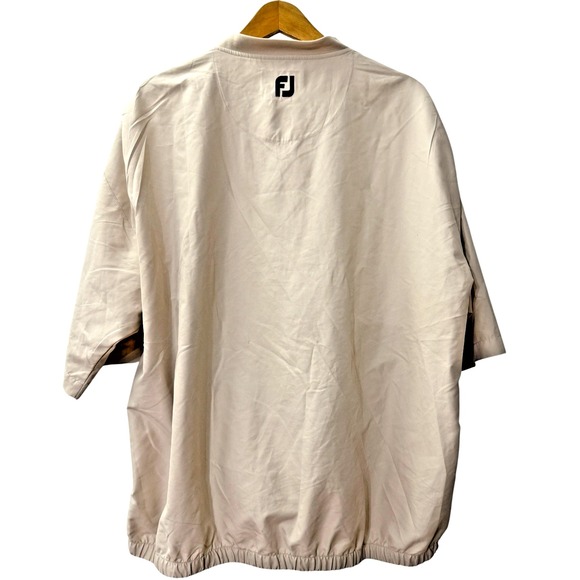FootJoy MENS XL PRE-OWNED GOLF Windbreaker Beige Pullover Short Sleeve V-NECK‎ - Picture 7 of 14